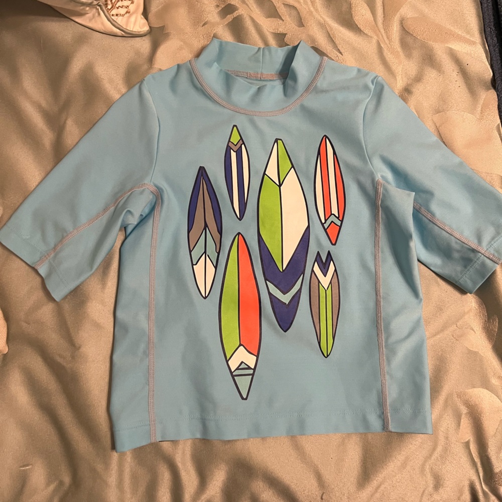 Coolibar Kids Blue Surfboard Rash Guard XS EUC